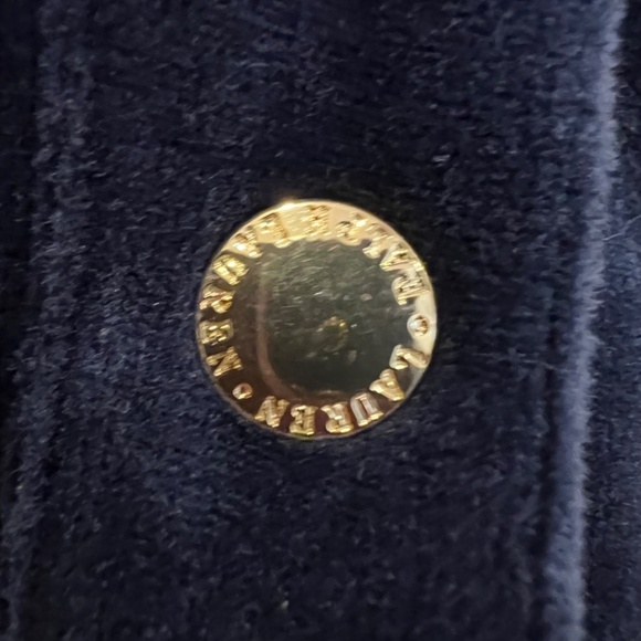 Lauren Ralph Lauren Velour Velvet Jacket Womens Large Blue Gold Buttons Comfy - Picture 5 of 10